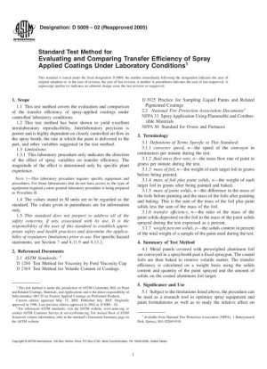 Método de prueba estándar para evaluar y comparar la eficiencia de transferencia de recubrimientos aplicados por pulverización en condiciones de laboratorio
