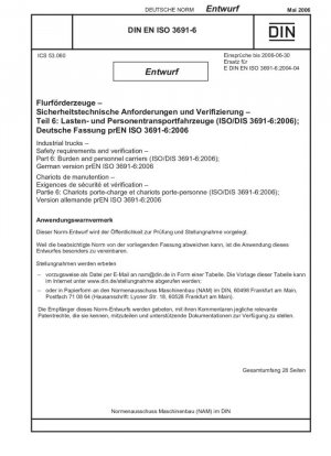 Requisitos de seguridad y verificación de camiones industriales Parte 6: Transportes de carga y personal (borrador)