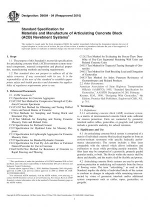 Especificación estándar para materiales y fabricación de sistemas de revestimiento de bloques de hormigón articulados (ACB)
