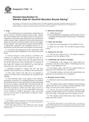 Especificación estándar para cascos utilizados en carreras de bicicletas de montaña cuesta abajo