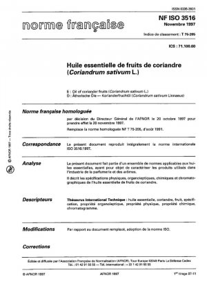 Aceite de frutos de cilantro (Coriandrum sativum L.).