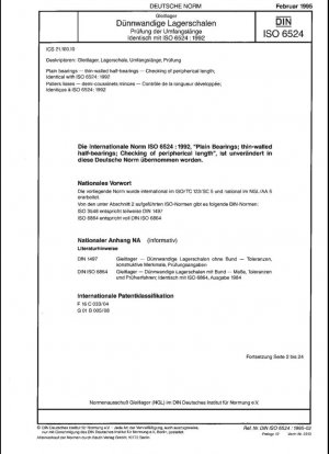 Cojinetes deslizantes - Semicojinetes de paredes delgadas - Control de la longitud periférica; idéntico a ISO 6524:1992