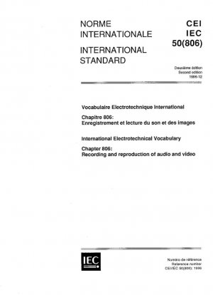 Vocabulario Electrotécnico Internacional - Capítulo 806: Grabación y reproducción de audio y vídeo.