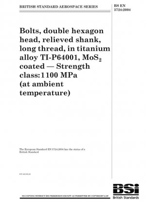 Pernos de doble cabeza hexagonal, vástago aliviado, rosca larga, de aleación de titanio TI-P64001, recubierto de MoS2 - Clase de resistencia: 1100 MPa (a temperatura ambiente)