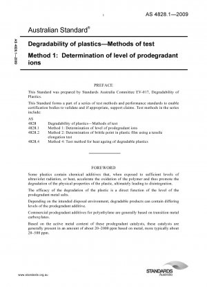 Degradabilidad de los plásticos - Métodos de ensayo - Determinación del nivel de iones prodegradantes