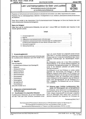 Proyección de fotografías y películas para uso educativo y amateur; requisitos de seguridad para pantallas