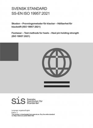 Calzado - Métodos de ensayo para tacones - Resistencia de sujeción del pasador del talón (ISO 19957:2021)