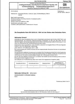 Especificación detallada en blanco: Inductores bobinados de montaje superficial de calidad evaluada - Nivel de evaluación E; Versión alemana EN 129101/A1:1994