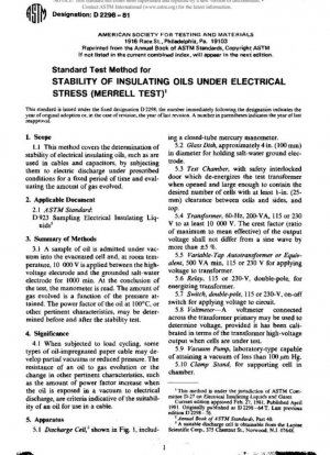 Método de ensayo para la estabilidad de los aceites aislantes eléctricos bajo tensión eléctrica (ensayo de Merrel)