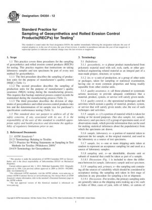Práctica estándar para el muestreo de geosintéticos y productos laminados para el control de la erosión (RECP) para pruebas