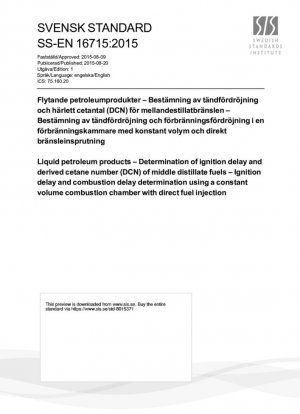 Productos petrolíferos líquidos - Determinación del retardo de ignición y del número de cetano derivado (DCN) de combustibles destilados medios - Determinación del retardo de ignición y del retardo de combustión utilizando una cámara de combustión de volumen constante con inyección directa de combustible