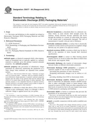 Terminología estándar relacionada con materiales de embalaje para descargas electrostáticas (ESD)