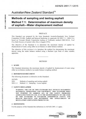 Métodos de muestreo y prueba de asfalto - Determinación de la densidad máxima del asfalto - Método de desplazamiento de agua