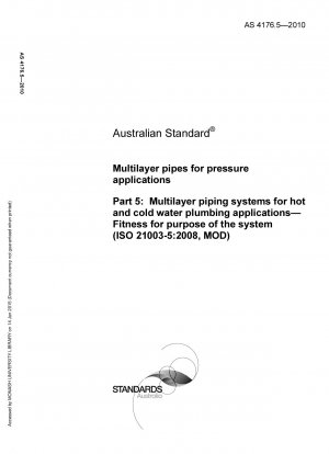 Tuberías multicapa para aplicaciones de presión - Sistemas de tuberías multicapa para aplicaciones de plomería de agua fría y caliente - Adecuación al propósito del sistema (ISO 21003-5:2008, MOD)