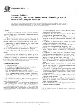 Guía estándar para realizar evaluaciones de los peligros del plomo en viviendas y otras instalaciones ocupadas por niños