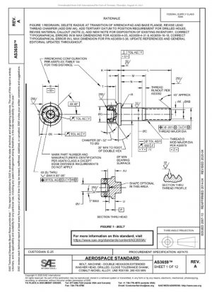 PERNO, MÁQUINA - CABEZA DE ARANDELA EXTENDIDA DOBLE HEXAGONAL, PERFORADA, VÁSTAGO DE TOLERANCIA CERRADA, ALEACIÓN DE COBALTO Y NÍQUEL, UNS R30159, 260 KSI MÍN.