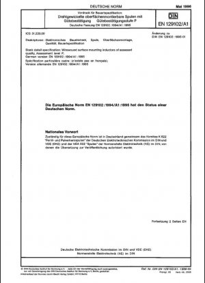 Especificación detallada en blanco: Inductores bobinados de montaje superficial de calidad evaluada - Nivel de evaluación P; Versión alemana EN 129102:1994/A1:1995