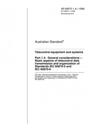 Equipos y sistemas de telecontrol - Consideraciones generales - Aspectos básicos de la transmisión y organización de datos de telecontrol de las Normas IEC 60870-5 e IEC 60870-6