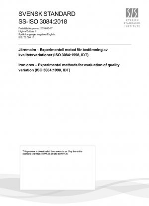 Hierro minero - Métodos experimentales para la evaluación de la variación en calidad (ISO 3084:1998, IDT)
