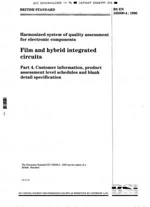 Cine y circuitos integrados híbridos. Información del cliente, cronogramas de niveles de evaluación de productos y especificaciones detalladas en blanco.