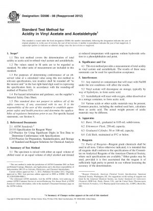 Método de prueba estándar para acidez en acetato de vinilo y acetaldehído