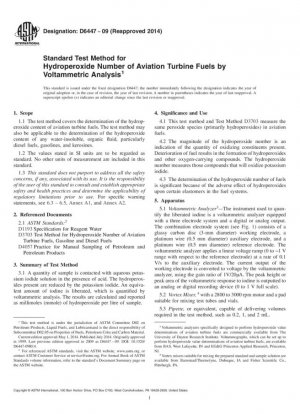 Método de prueba estándar para el número de hidroperóxidos de combustibles para turbinas de aviación mediante análisis voltamperométrico