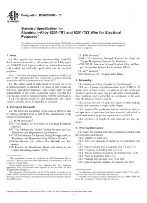 Especificación estándar para cables de aleación de aluminio 6201-T81 y 6201-T83 para fines eléctricos