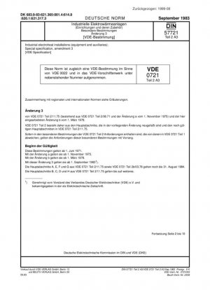 Instalaciones electrotérmicas industriales (equipos y auxiliares); Especificación especial, modificación 3