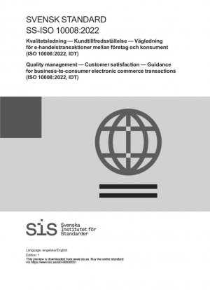 Gestión de la calidad — Satisfacción del cliente — Guía para las transacciones de comercio electrónico entre empresas y consumidores (ISO 10008:2022, IDT)