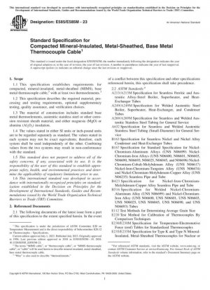 Especificación estándar para cable termopar de metal base, con revestimiento metálico y aislamiento mineral compactado