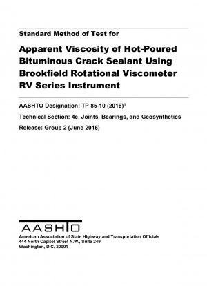 Método estándar de prueba para la viscosidad aparente del sellador de grietas bituminoso vertido en caliente utilizando el instrumento de la serie RV del viscosímetro rotacional Brookfield