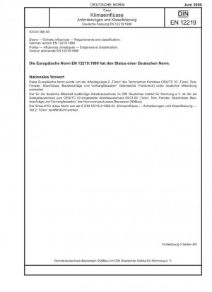 Puertas - Influencias climáticas - Requisitos y clasificación; Versión alemana EN 12219:1999