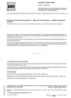 Equipos de manipulación mecánica continua; Código de seguridad para cintas transportadoras; Ejemplos de protección de puntos de contacto