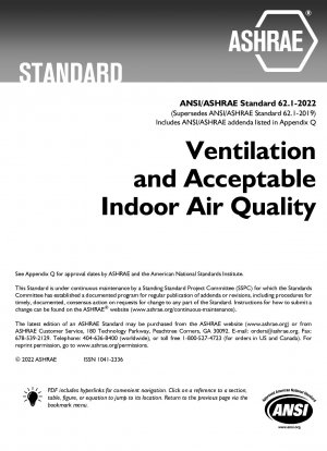 Incluye apéndices ANSI/ASHRAE enumerados en el Apéndice Q Ventilación y calidad aceptable del aire interior