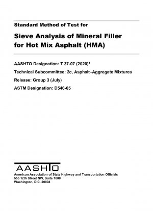 Método estándar de prueba para análisis de tamiz de relleno mineral para mezcla asfáltica en caliente (HMA)