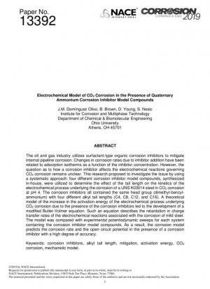 Modelo electroquímico de corrosión por CO2 en presencia de compuestos inhibidores de corrosión de amonio cuaternario