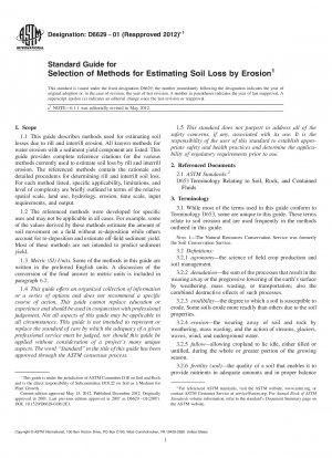 Guía estándar para la selección de métodos para estimar la pérdida de suelo por erosión