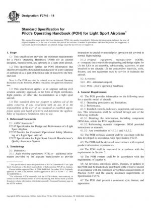 Especificación estándar para el manual de operación del piloto (POH) para aviones deportivos ligeros