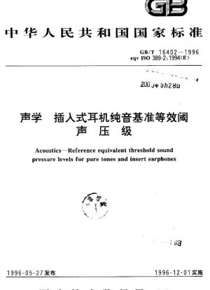 Acústica: referencia de niveles de presión sonora umbral equivalentes para tonos puros y auriculares insertables.
