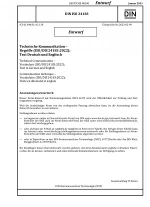Comunicación Técnica - Vocabulario (ISO/DIS 24183:2022); Texto en alemán e inglés.