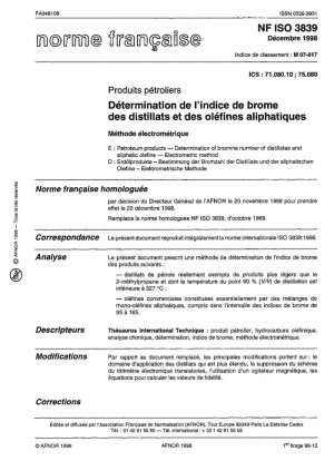 Productos derivados del petróleo. Determinación del número de bromo de destilados y olefinas alifáticas. Método electrométrico.
