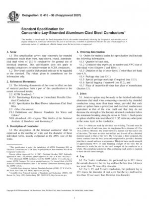 Especificación estándar para conductores de acero revestidos de aluminio trenzados concéntricos