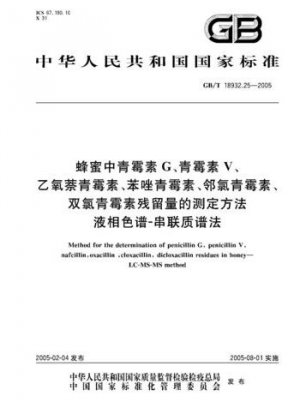 Método para la determinación de residuos de penicilina G, penicilina V, nafcilina, oxacilina, cloxacilina, dicloxacilina en el método miel-LC-MS-MS