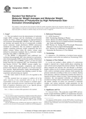 Método de prueba estándar para promedios de peso molecular y distribución de peso molecular de poliestireno mediante cromatografía de exclusión por tamaño de alto rendimiento