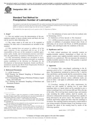 Método de prueba estándar para el número de precipitación de aceites lubricantes