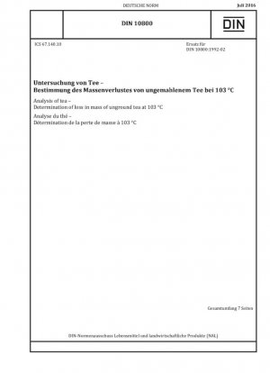 Análisis del té - Determinación de la pérdida de masa del té sin moler a 103 °C