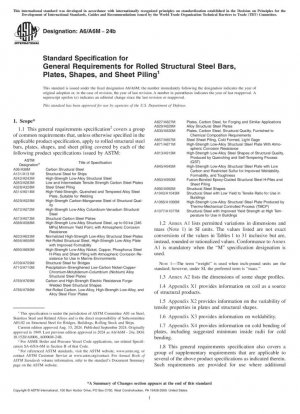 Especificación estándar para requisitos generales para barras, placas, perfiles y tablestacas de acero estructural laminado