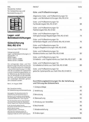 Normativa de calidad e inspección de equipos de almacenamiento y operación, RAL-RG 614