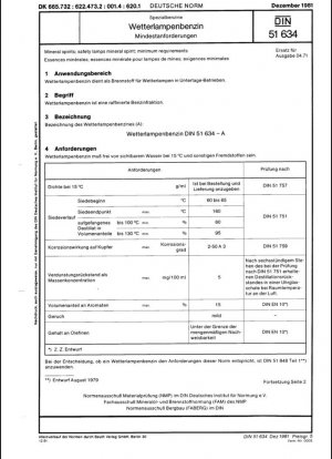 Espíritus minerales; lámparas de seguridad alcohol mineral; requerimientos mínimos