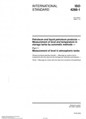 Petróleo y productos petrolíferos líquidos. Medición de nivel y temperatura en tanques de almacenamiento por métodos automáticos. Parte 1: Medición de nivel en tanques atmosféricos.